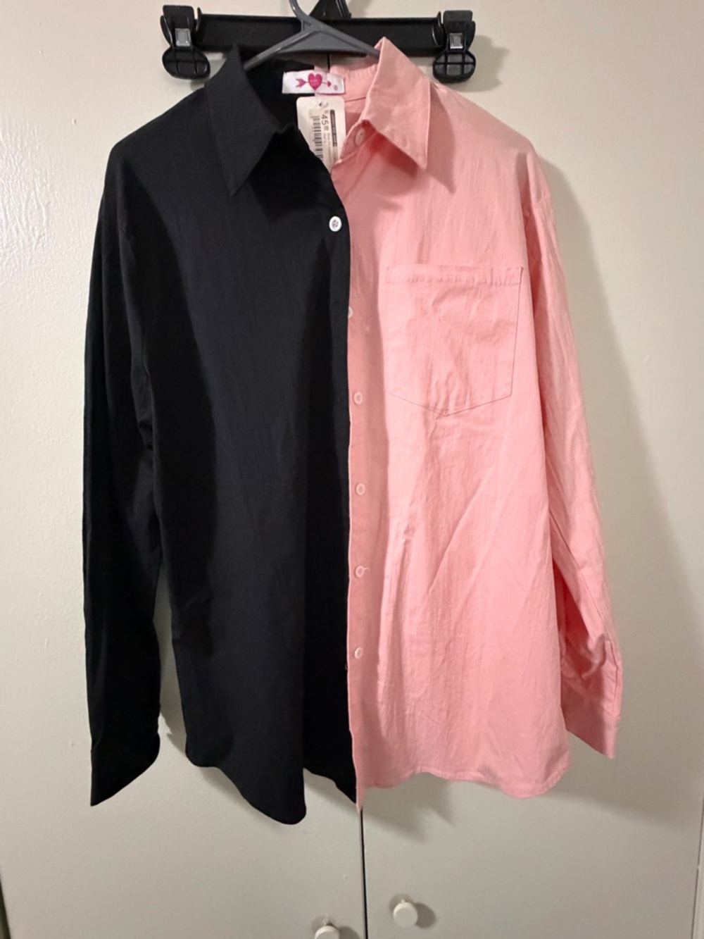 Buddy Love Two-Tone Black and Pink Button-Down Shirt
